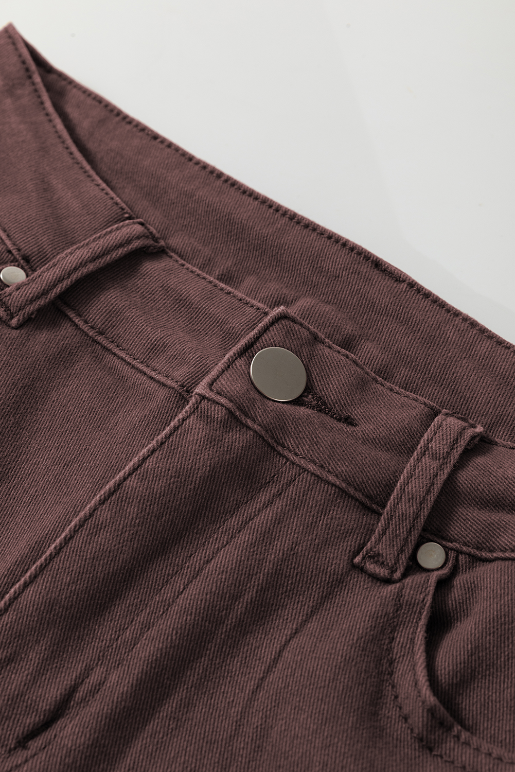 Coffee Loose Straight High Waist Solid Color Jeans view 7