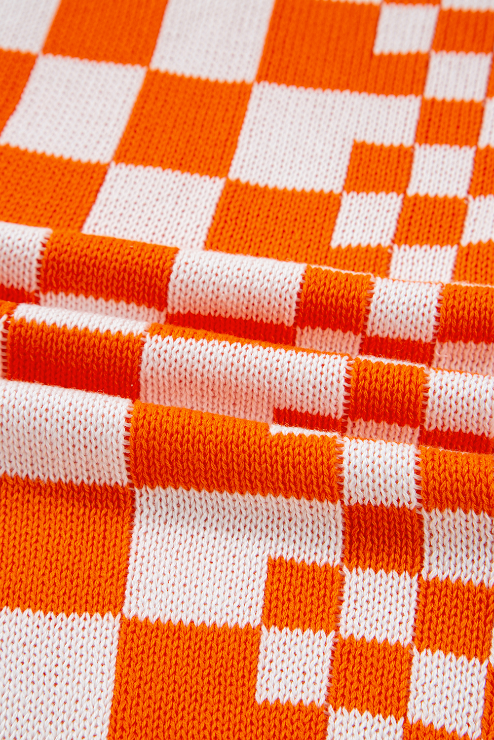 Orange Checkered Open Front Drop Shoulder Cardigan view 17