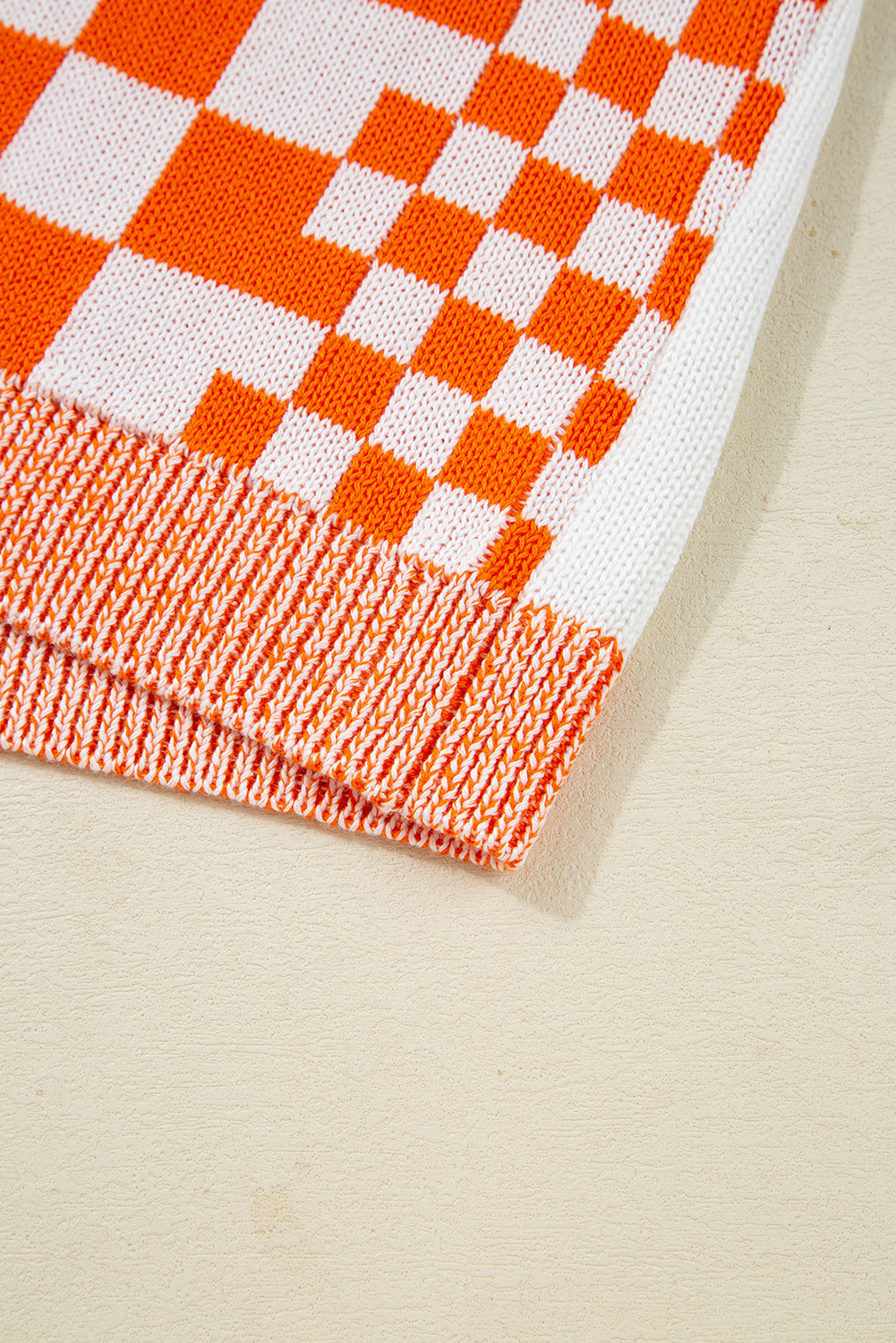 Orange Checkered Open Front Drop Shoulder Cardigan view 16