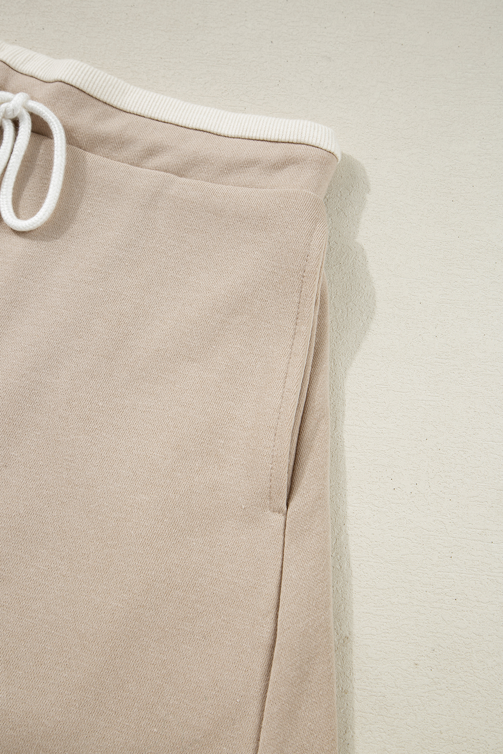 Parchment Raw Edge Detail Colorblock Patchwork Cropped Pullover Drawstring Skirt Set view 18