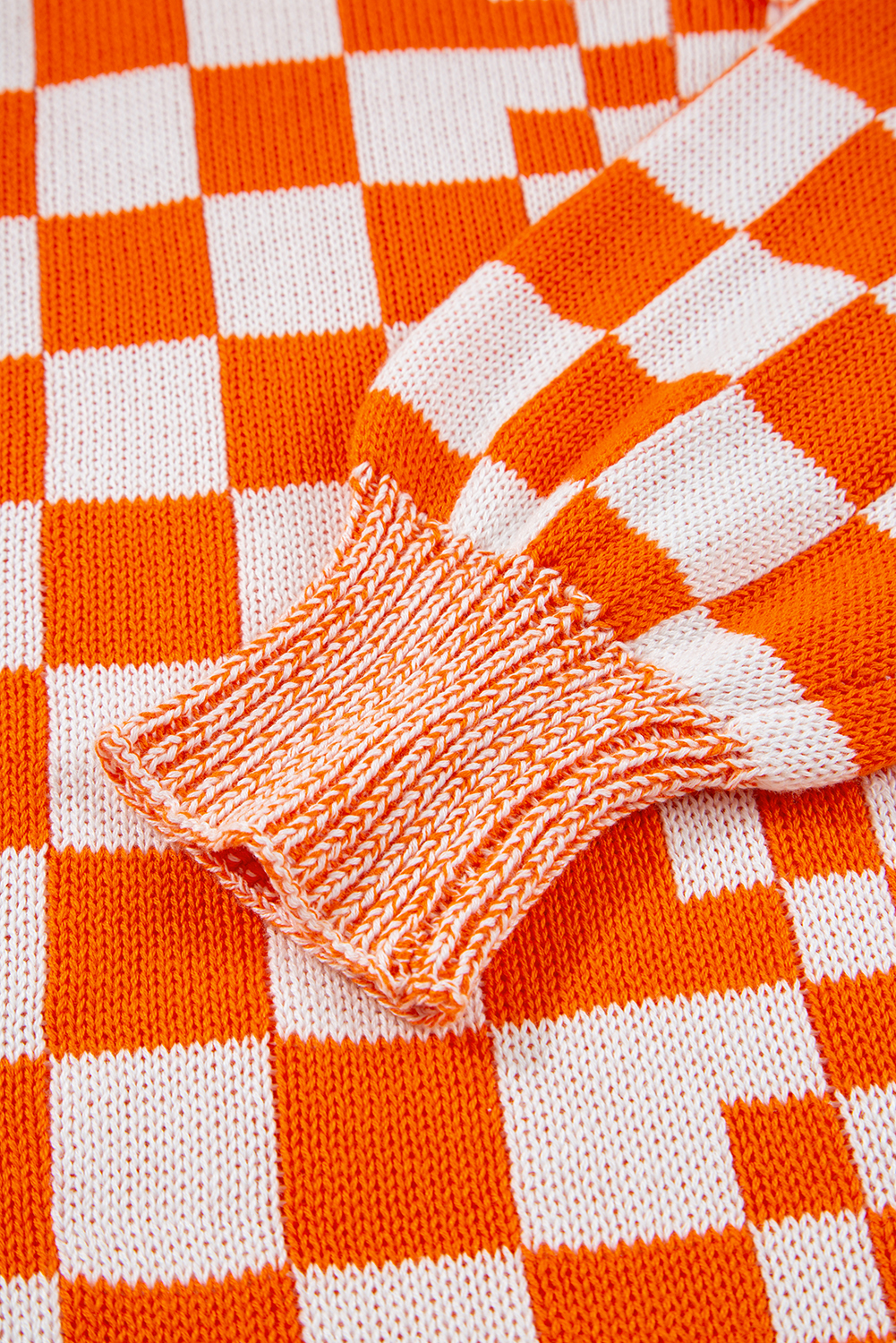 Orange Checkered Open Front Drop Shoulder Cardigan view 18