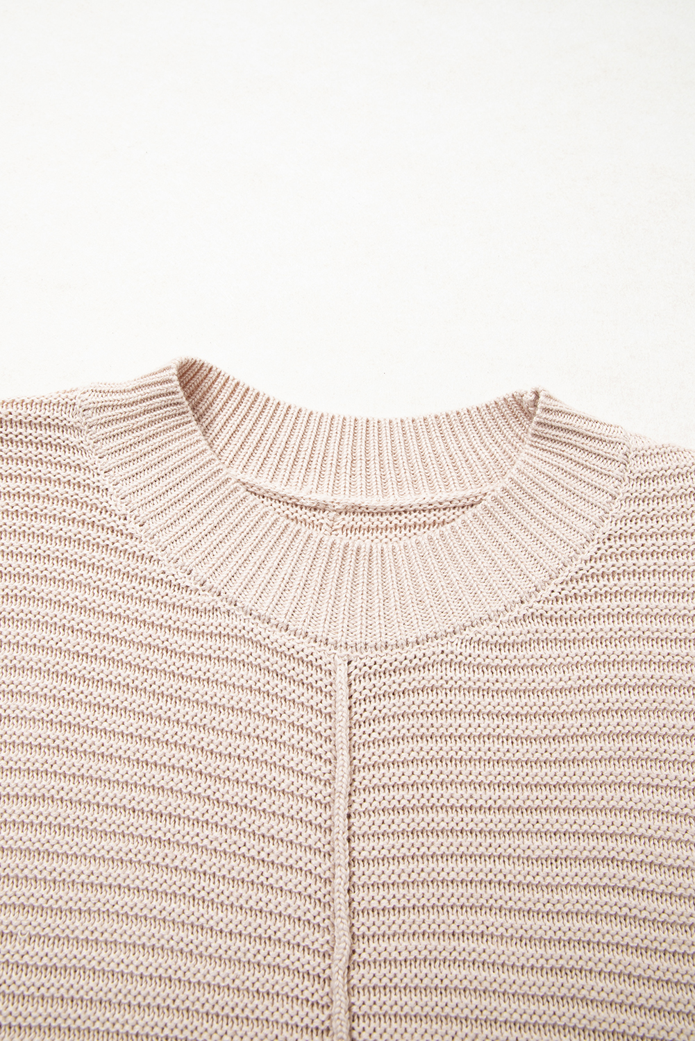Parchment Mixed Texture Patchwork Knitted Puff Sleeve Sweater view 15