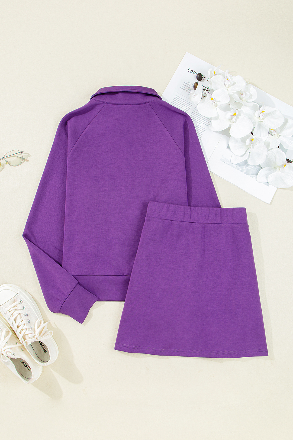 Wisteria Half Zip Sporty Pullover Mini Skort 2pcs Outfit view 10
