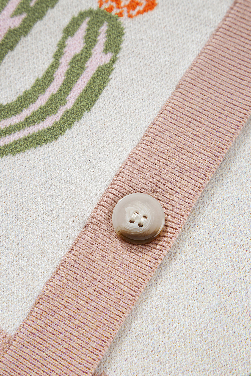 Apricot Desert Cactus Buttoned Front Sweater Cardigan view 13