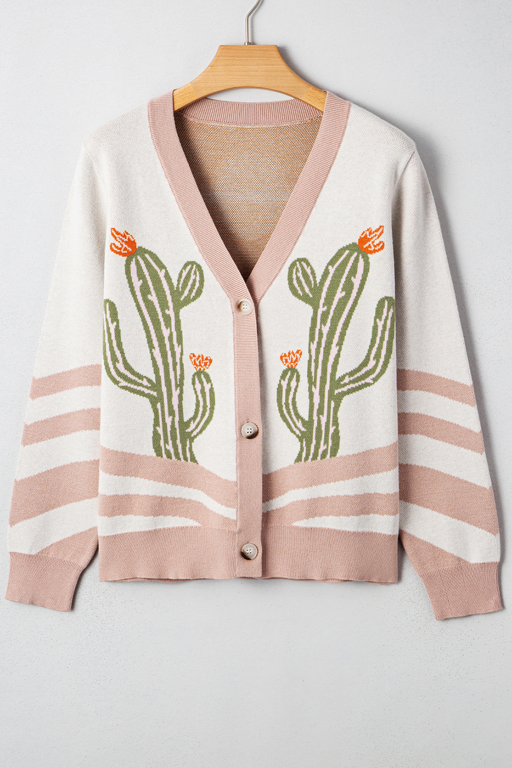 Apricot Desert Cactus Buttoned Front Sweater Cardigan view 9