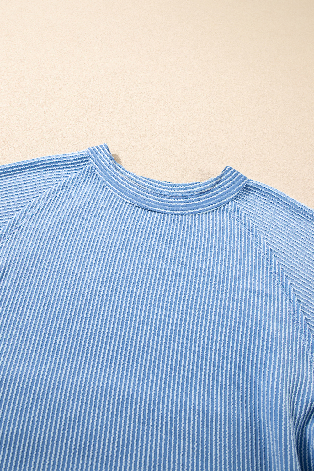 Sky Blue Corded Lantern Sleeve Top High Waist Ruffled Mini Skort Set