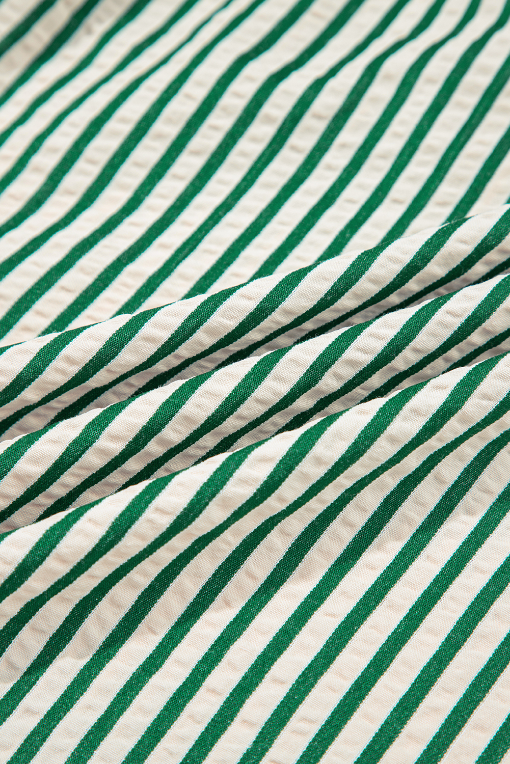 Green Stripe V Neck Zip Front Cinched High Waist Midi Dress view 16