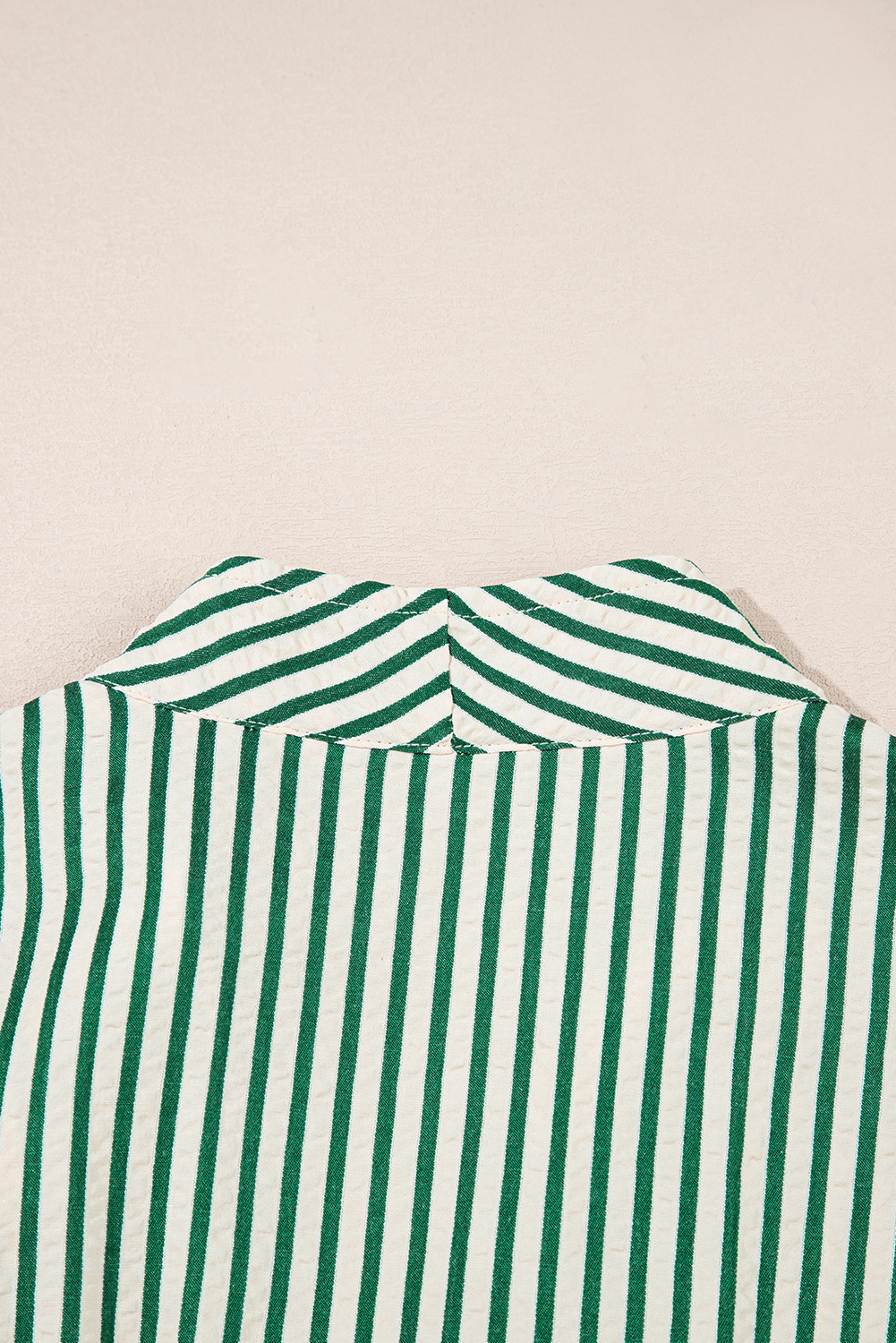Green Stripe V Neck Zip Front Cinched High Waist Midi Dress view 12