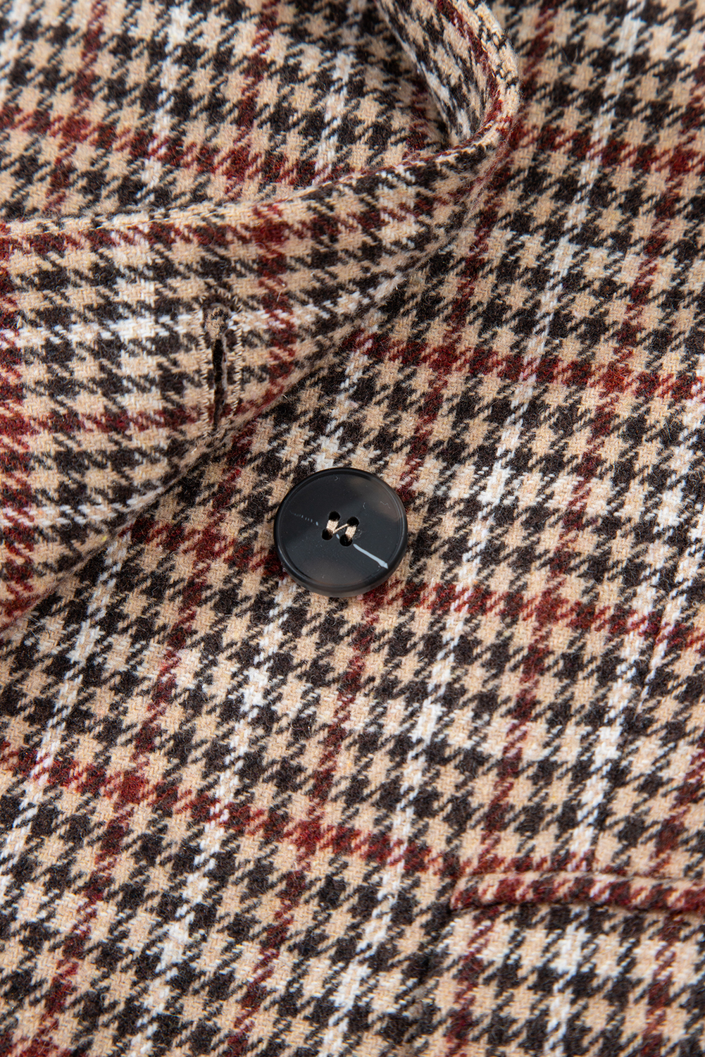 Brown Houndstooth Lapel Collar Blazer view 14