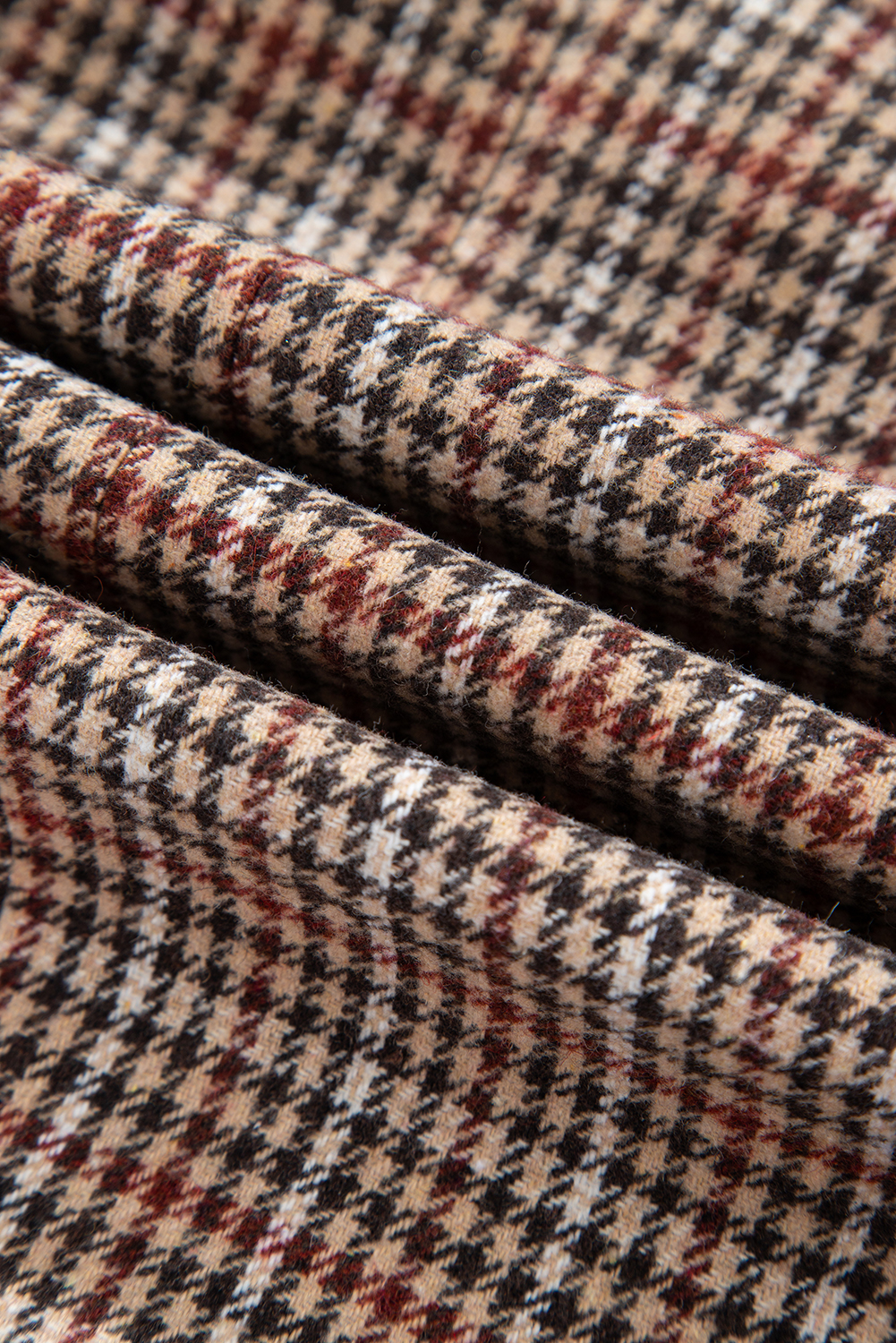 Brown Houndstooth Lapel Collar Blazer view 10