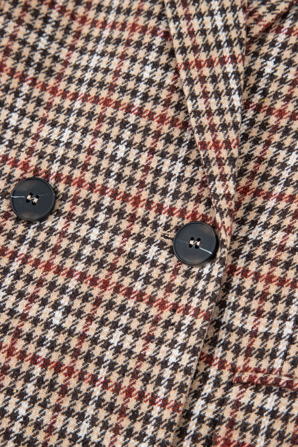 Brown Houndstooth Lapel Collar Blazer view 17