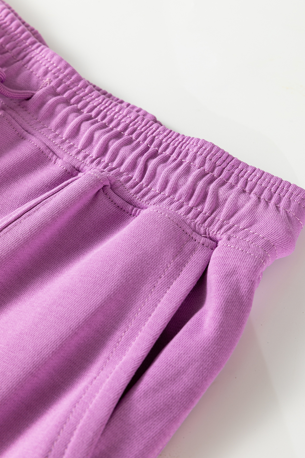 Lilac Drawstring Elastic Waistband Solid Color Jogger Pants view 15