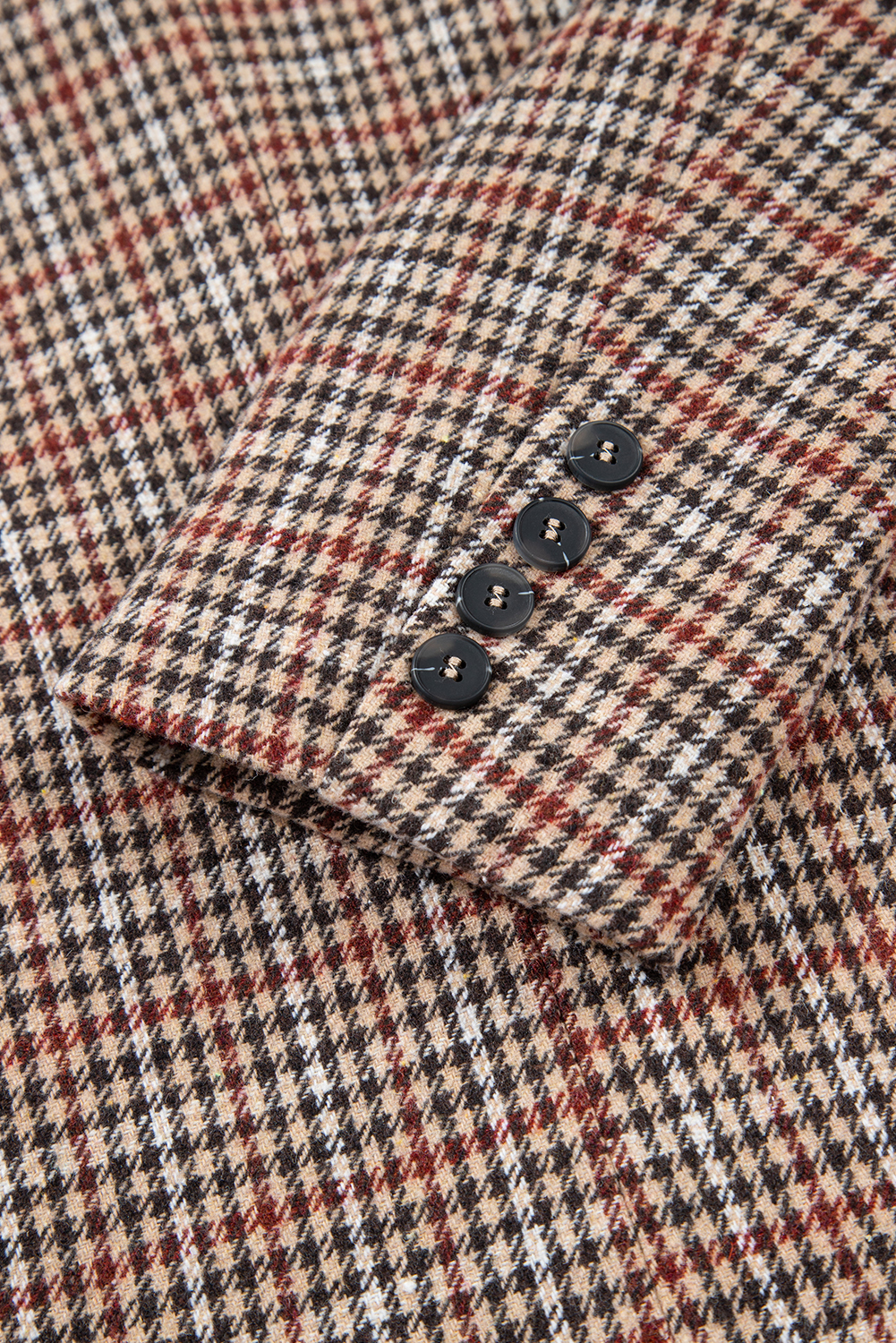 Brown Houndstooth Lapel Collar Blazer view 13