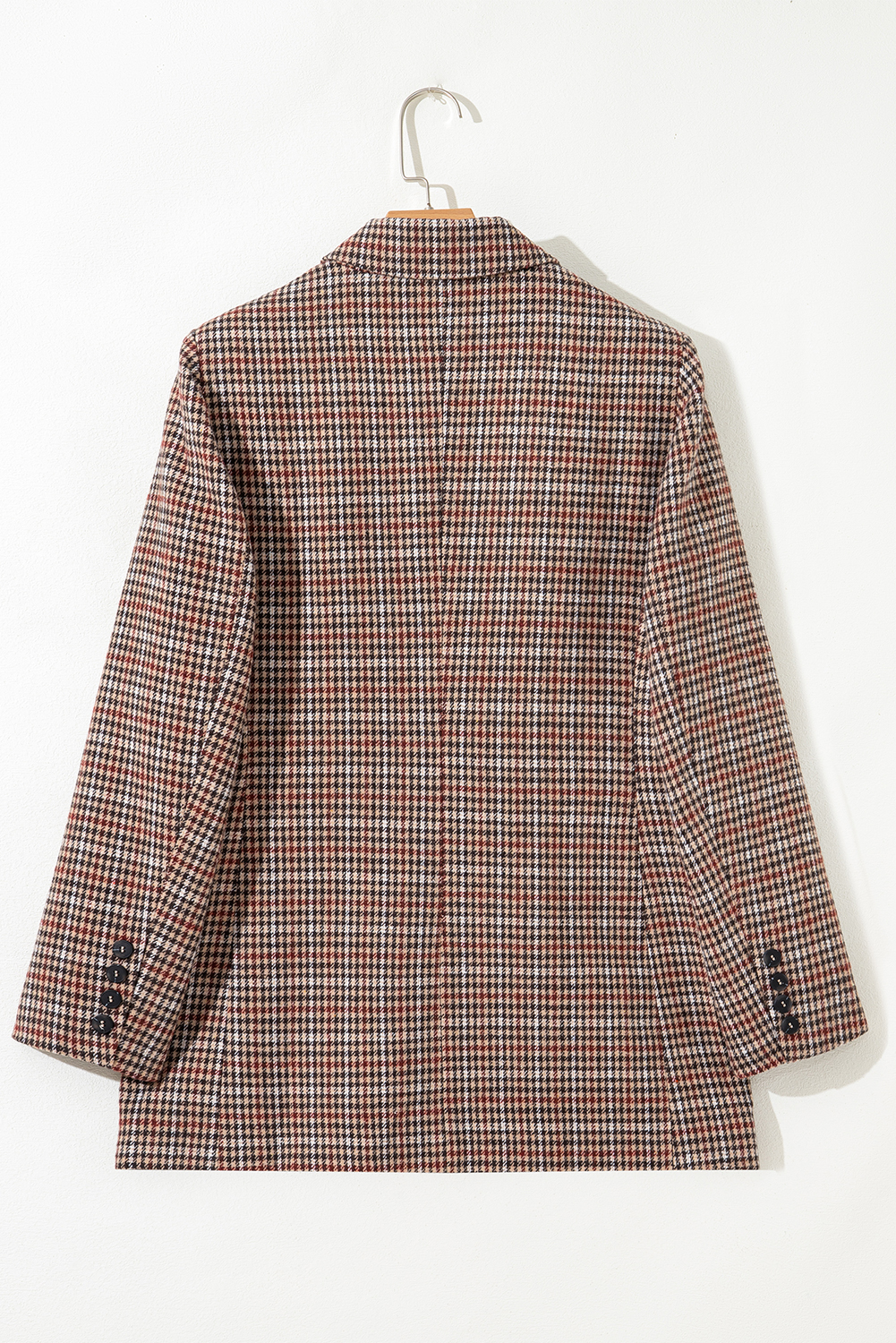 Brown Houndstooth Lapel Collar Blazer view 7