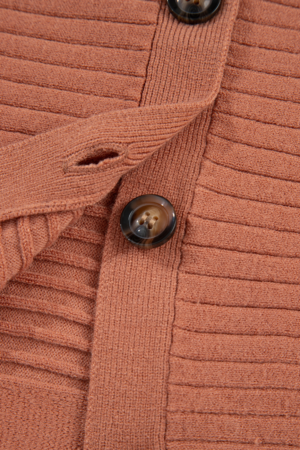 Apricot Pink Wide Rib Knit Button Front Dolman Sleeve Sweater Cardigan view 19