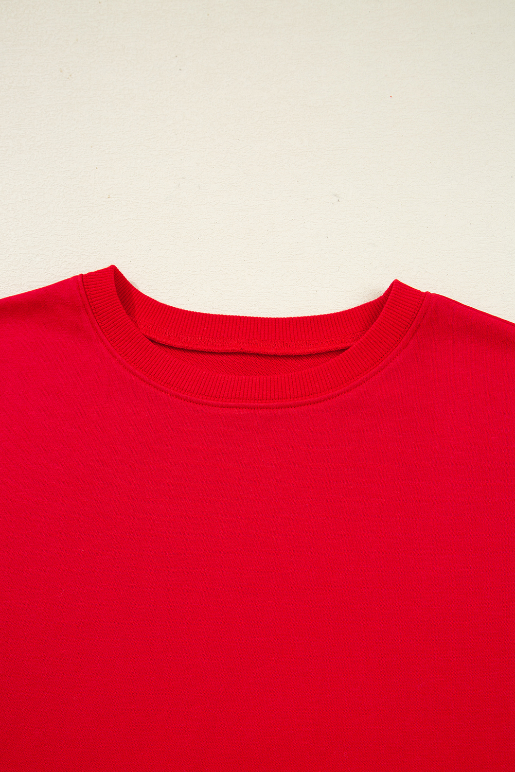 Fiery Red Varsity Striped Sleeve Drop Shoulder Sweatshirt and Short Set view 11