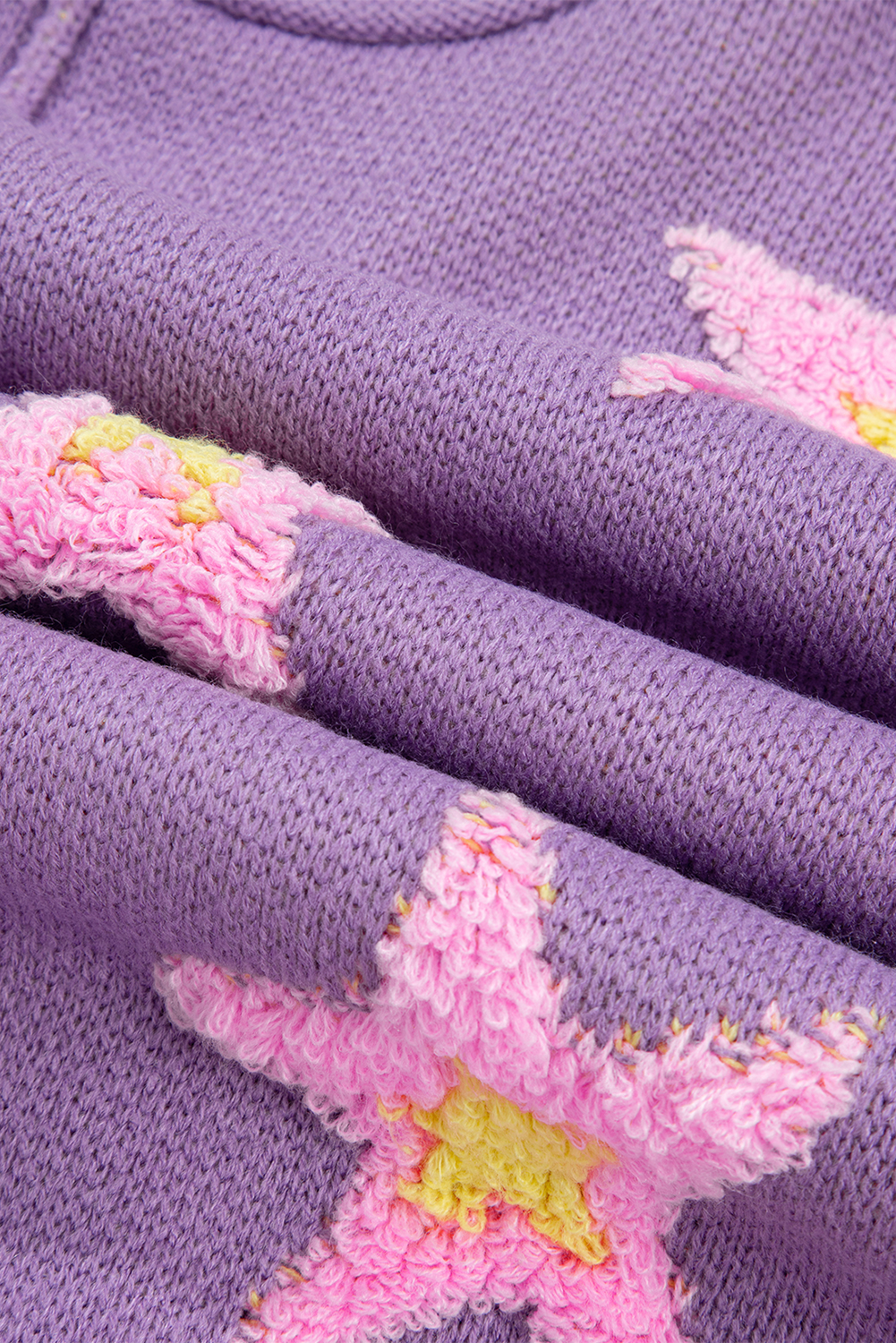 Lavendula Brushed Star Graphic V Neck Drop Shoulder Oversize Sweater view 23