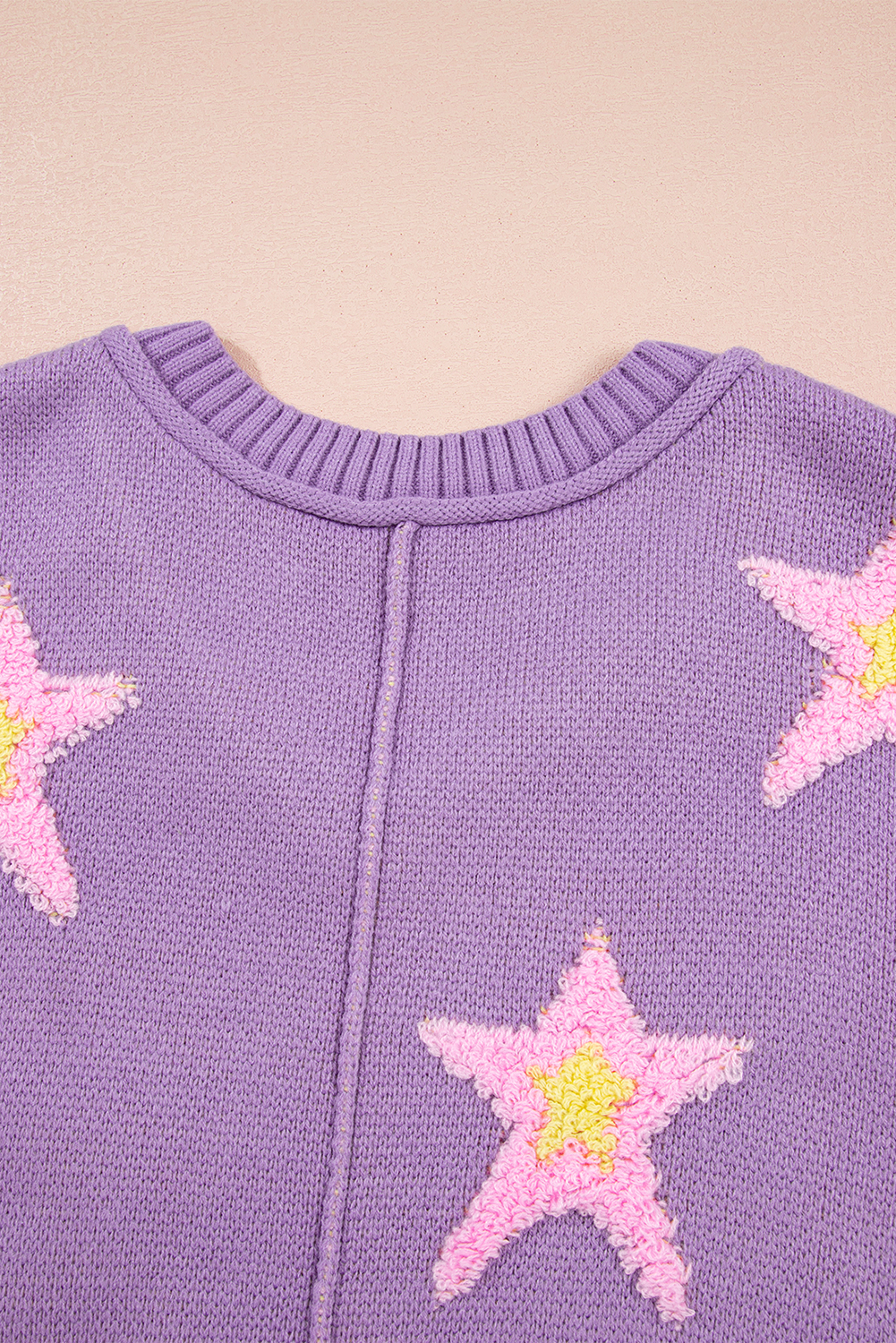 Lavendula Brushed Star Graphic V Neck Drop Shoulder Oversize Sweater view 19
