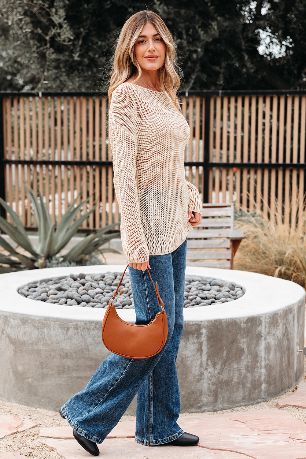 Smoke Gray Crochet Hollow-out Jumper Top Sweater view 6
