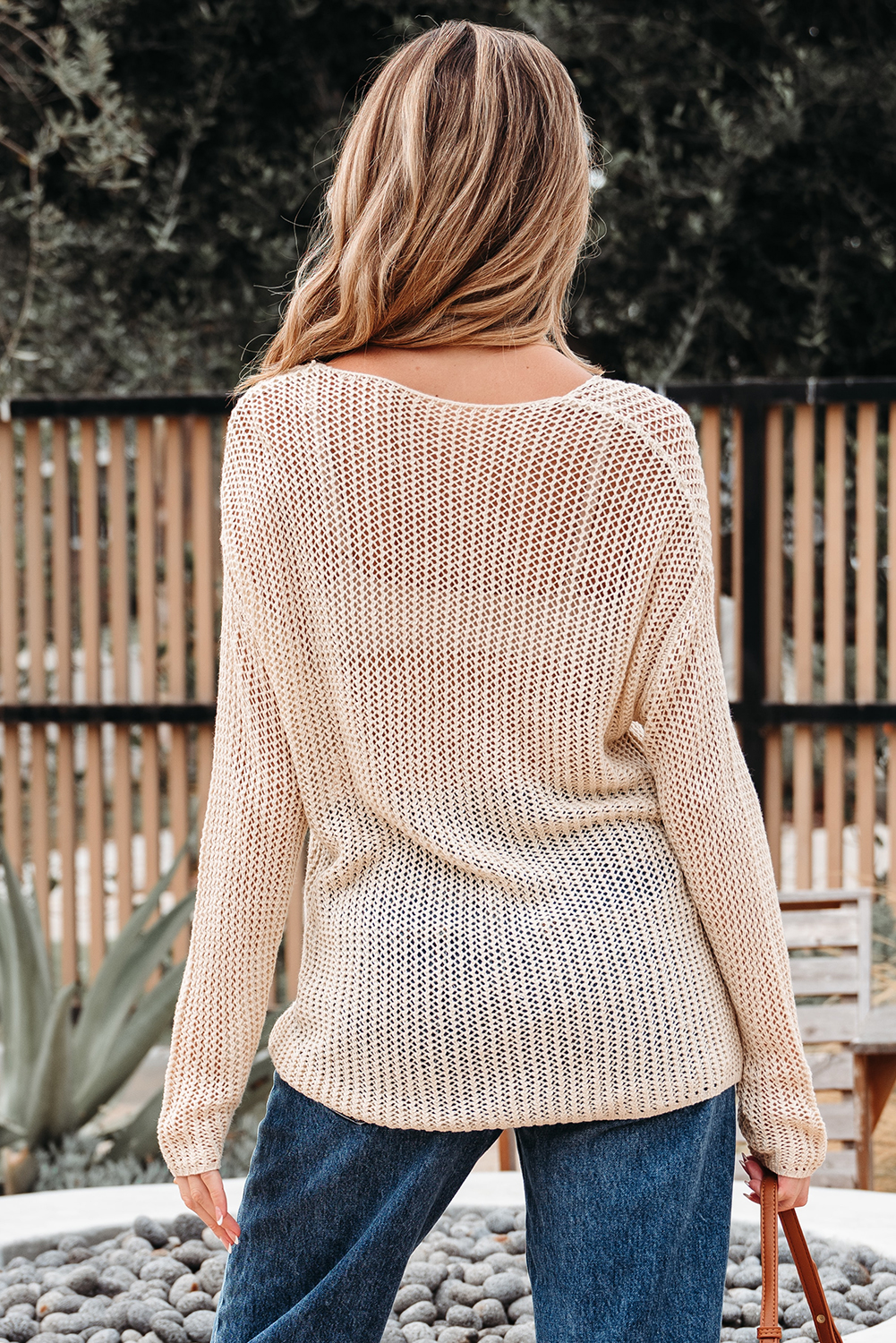 Smoke Gray Crochet Hollow-out Jumper Top Sweater view 2