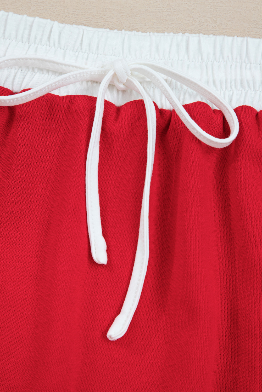 Fiery Red Varsity Stripe Detail Drop Shoulder Pullover Mini Skort Set view 17