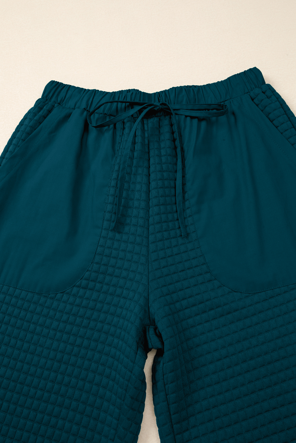 Skobeloff Waffled Textured Raw Edge Patchwork 2pcs Loose Pant Set view 11