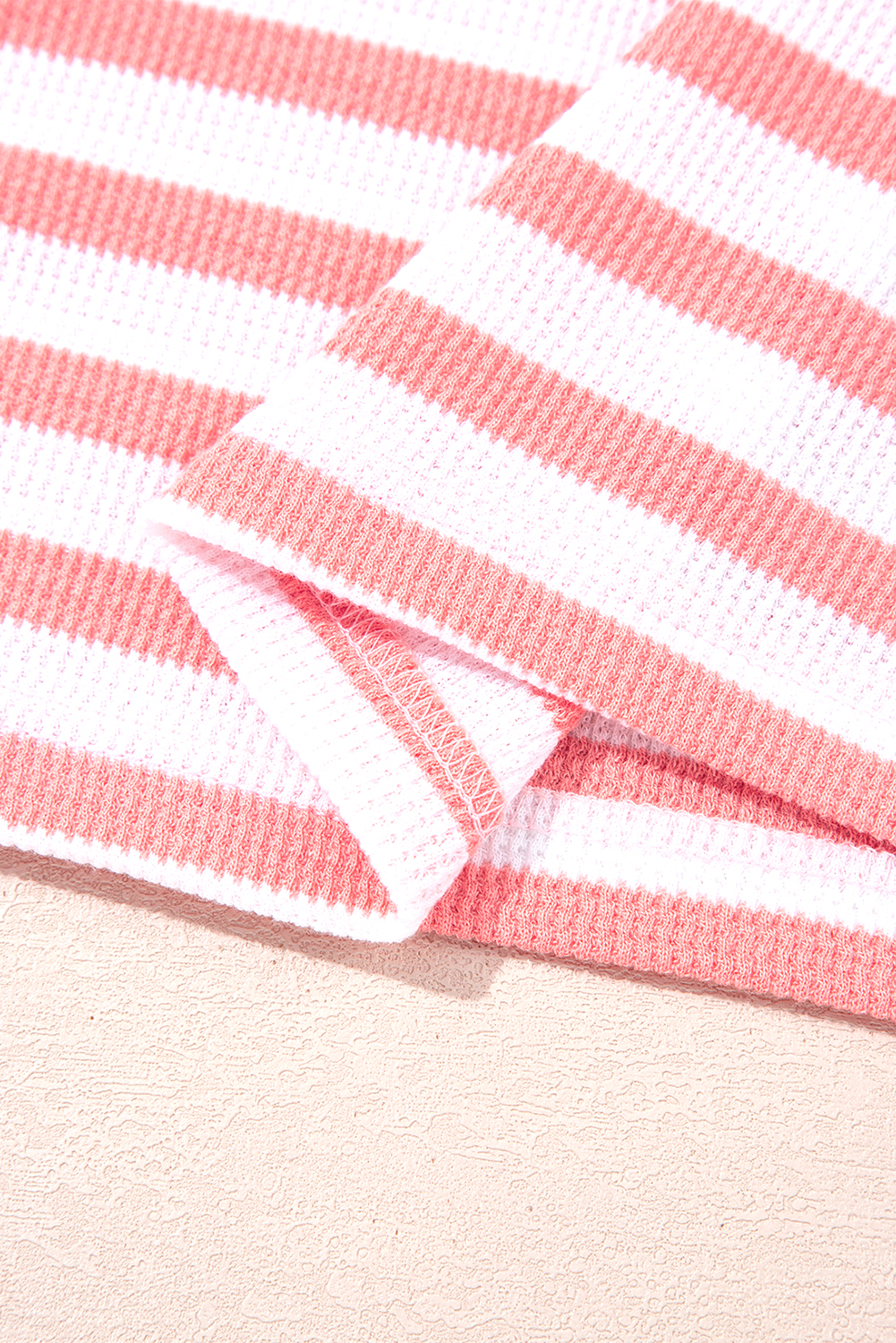 Pink Stripe Textured Contrast Dropped Long Sleeve Top view 19