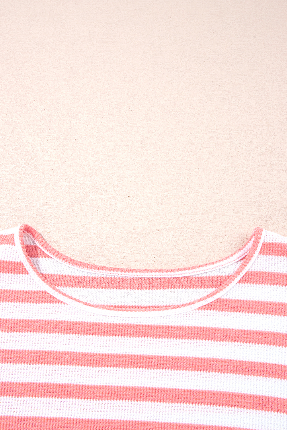 Pink Stripe Textured Contrast Dropped Long Sleeve Top view 16