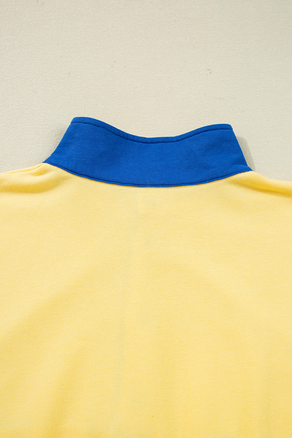 Yellow Color Block Patchwork Half Button Pullover and Shorts 2pcs Outfit view 15
