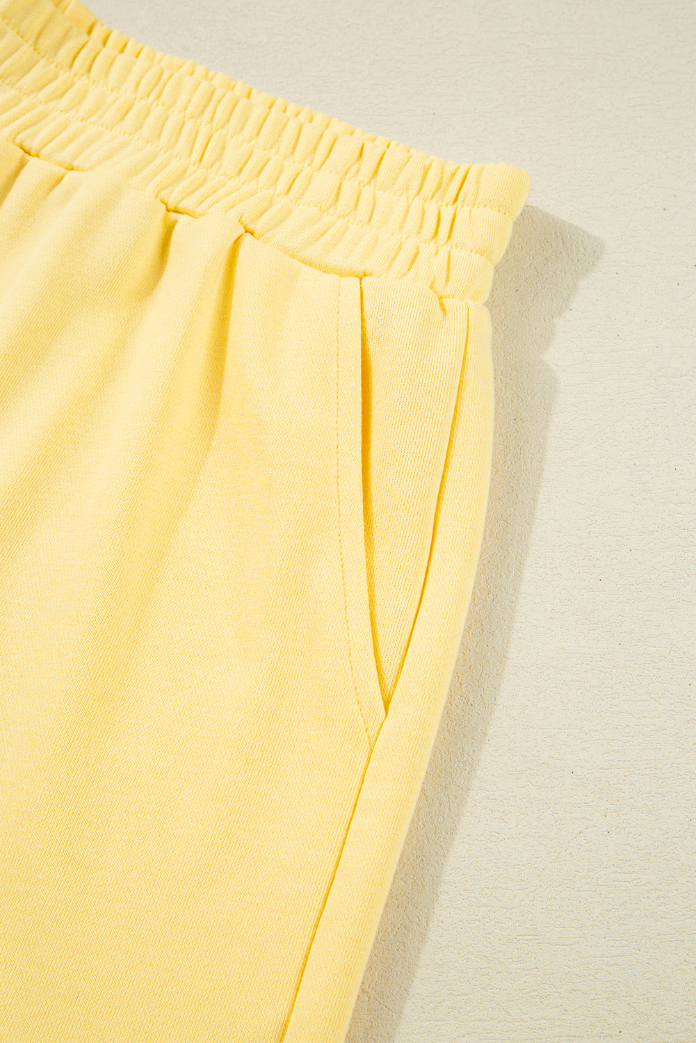 Yellow Color Block Patchwork Half Button Pullover and Shorts 2pcs Outfit view 18