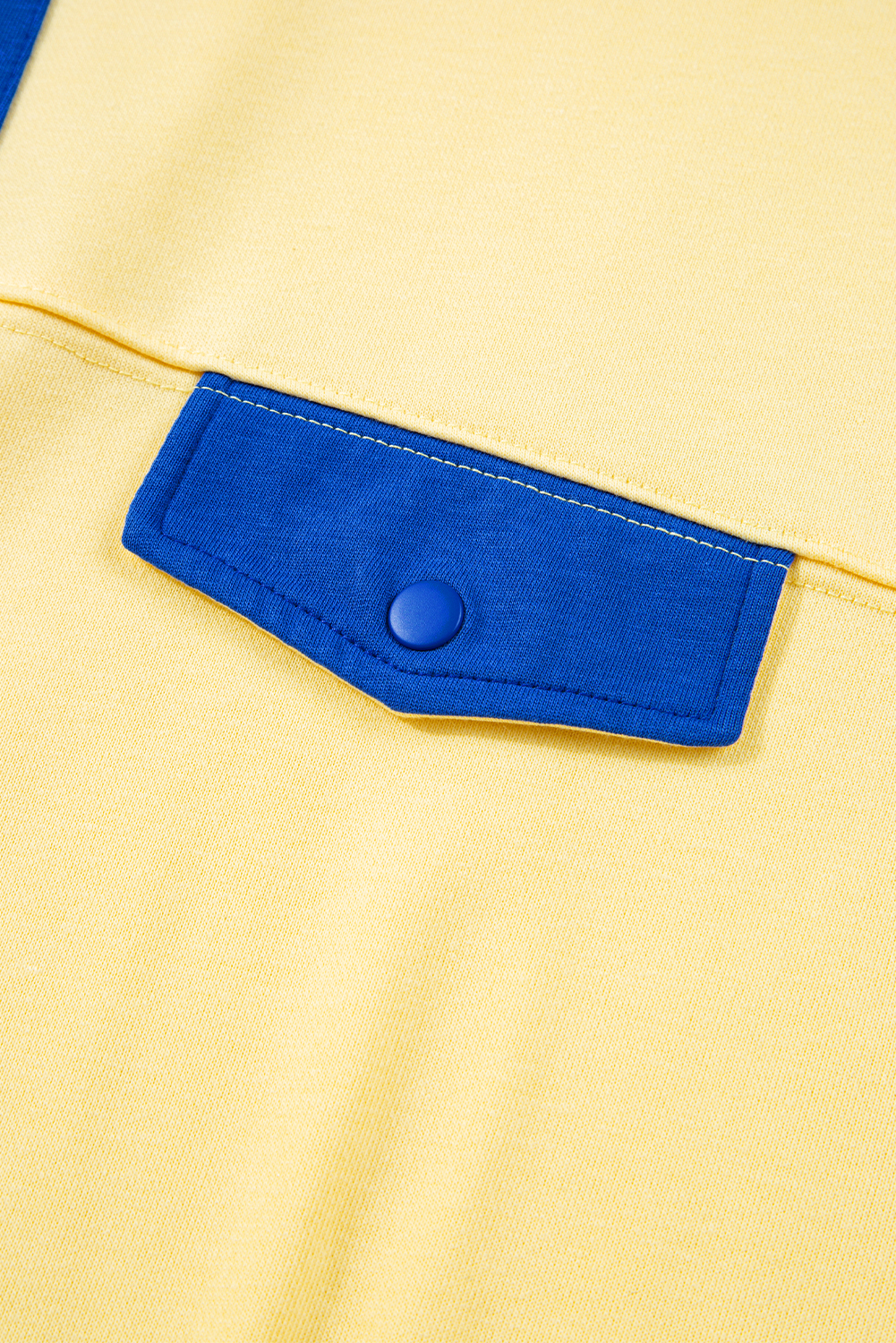 Yellow Color Block Patchwork Half Button Pullover and Shorts 2pcs Outfit view 12