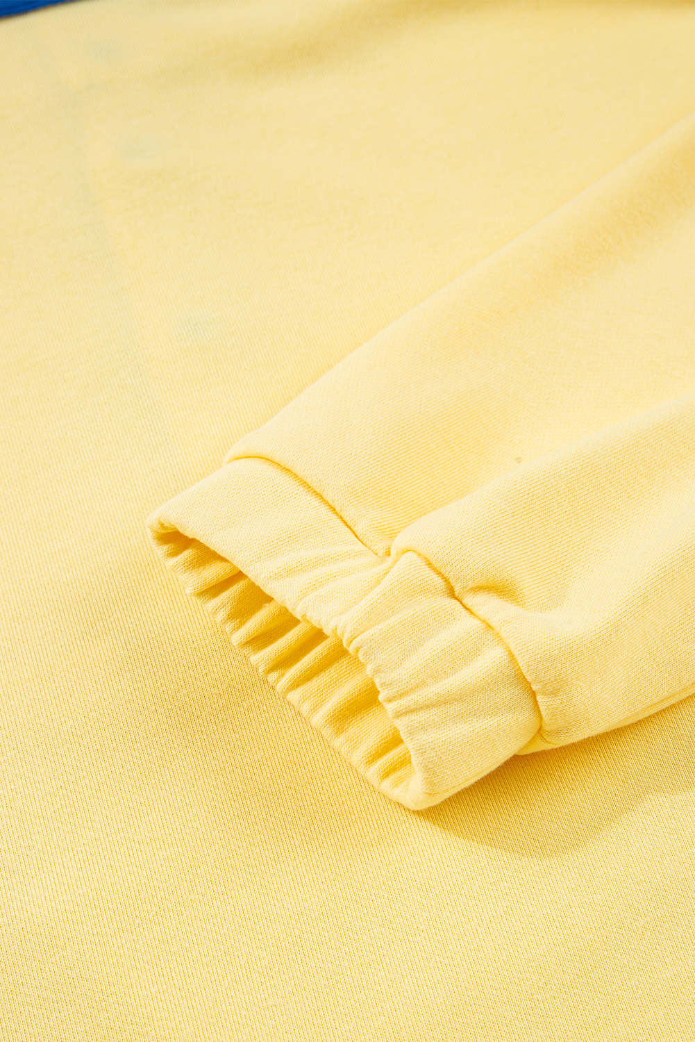 Yellow Color Block Patchwork Half Button Pullover and Shorts 2pcs Outfit view 14