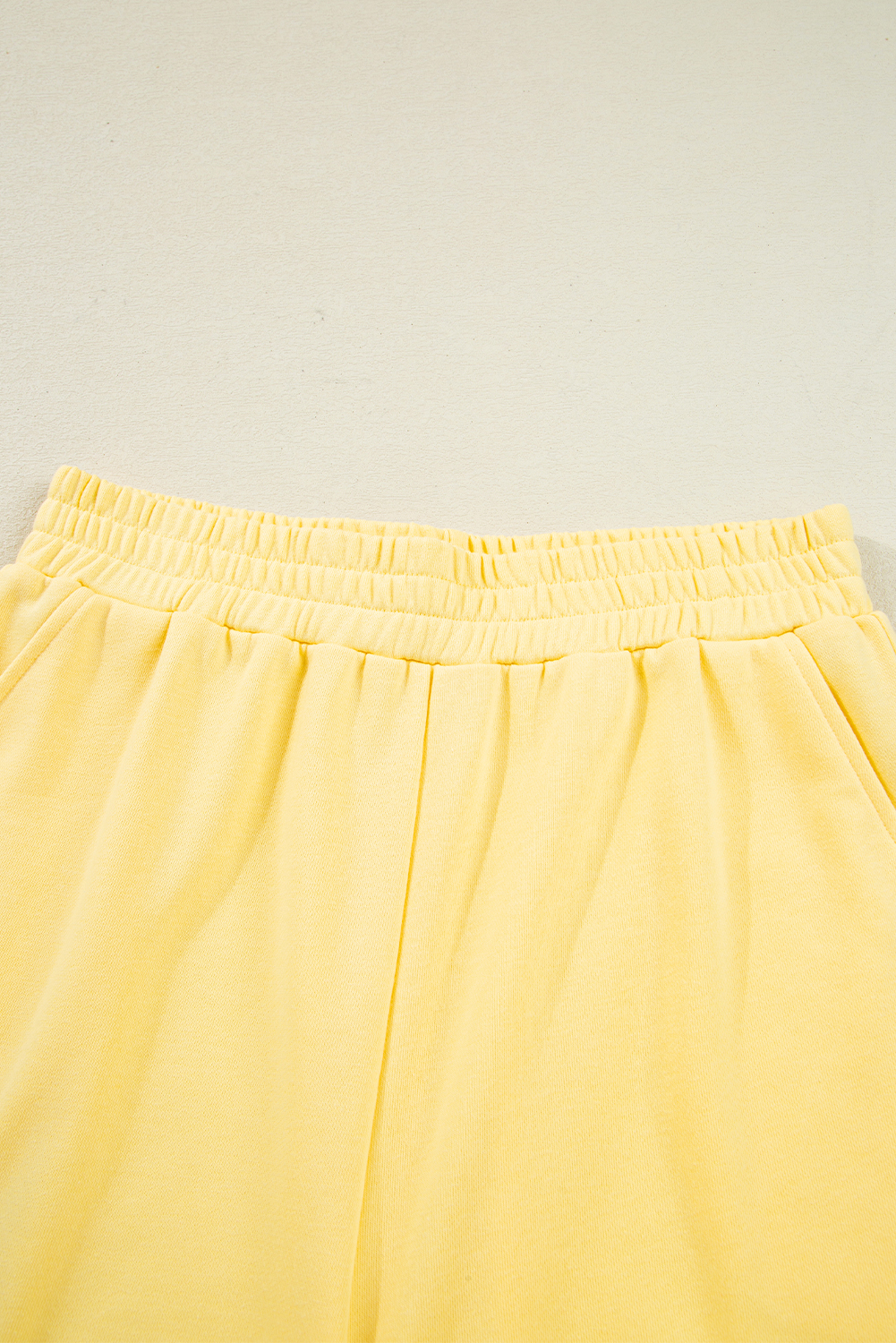 Yellow Color Block Patchwork Half Button Pullover and Shorts 2pcs Outfit view 17