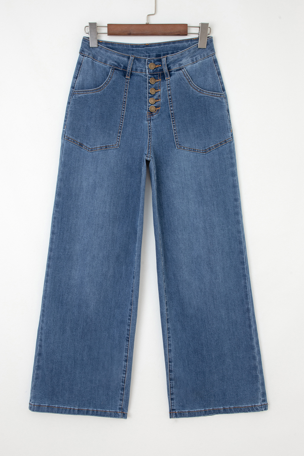 $ 18.14 - Ashleigh Blue Multi Buttons High Waist Wide Leg Jeans With ...