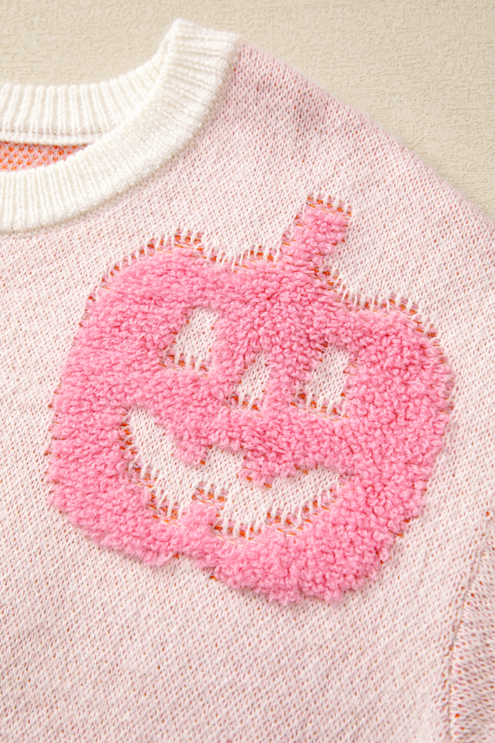 Beige Halloween Cute Pumpkin Pattern Sweater view 12