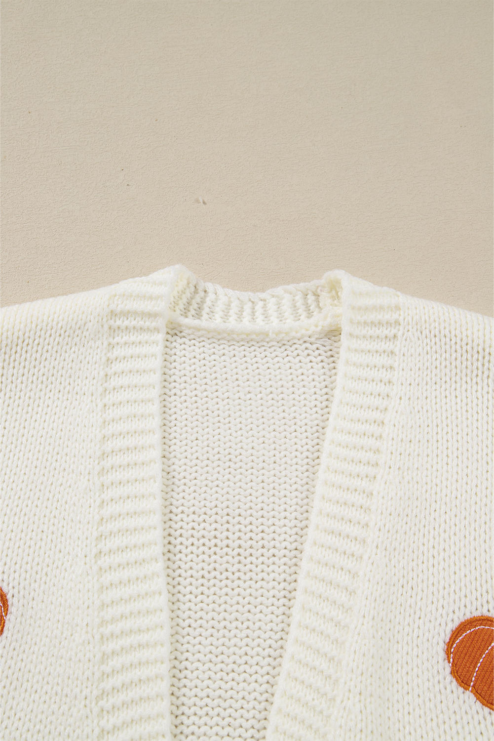 White Pumpkin Print Open Front Drop Shoulder Midi Cardigan view 15