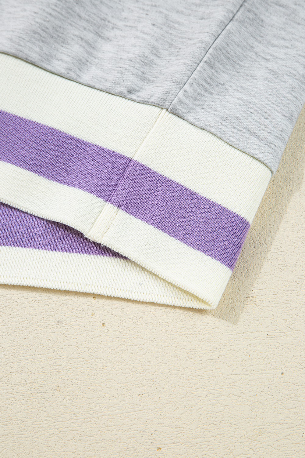 Light Grey Contrast Striped Bands Cropped Pullover and Athletic Short Set view 19
