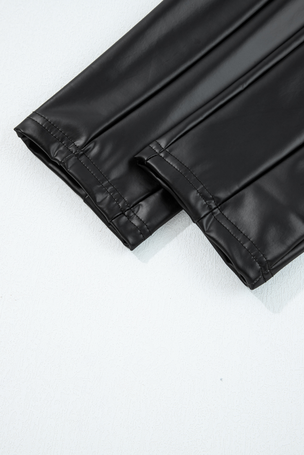 Black Faux Leather Seamed Leg High Waist Leggings view 13