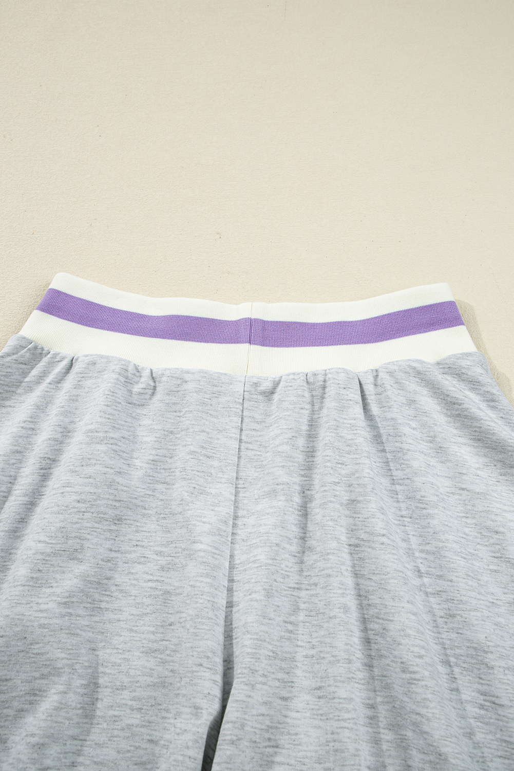 Light Grey Contrast Striped Bands Cropped Pullover and Athletic Short Set view 24