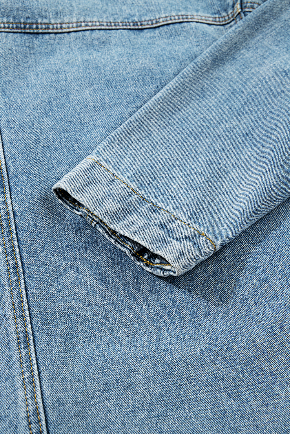 Beau Blue Multi Patched Pockets Side Tie up Boyfriend Style Denim Jacket view 13