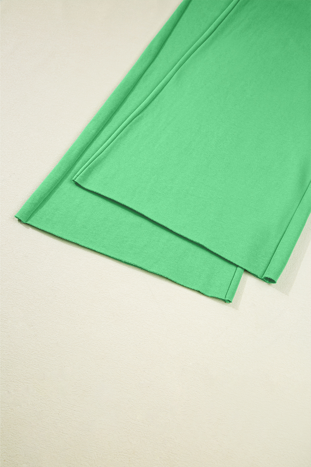 Bright Green Drop Shoulder Puff Sleeve Crop Pullover Drawstring Wide Leg Pants Set view 17
