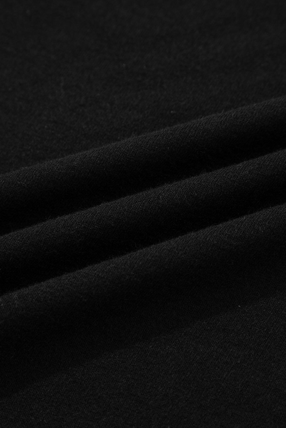 Black Solid Color Seam Detail Raglan Long Sleeve Top view 10