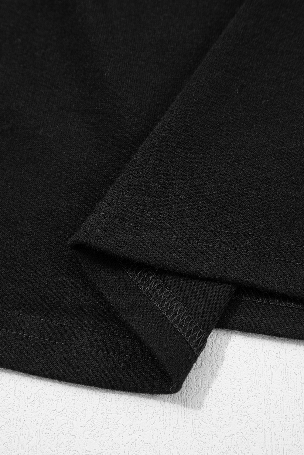 Black Solid Color Seam Detail Raglan Long Sleeve Top view 11