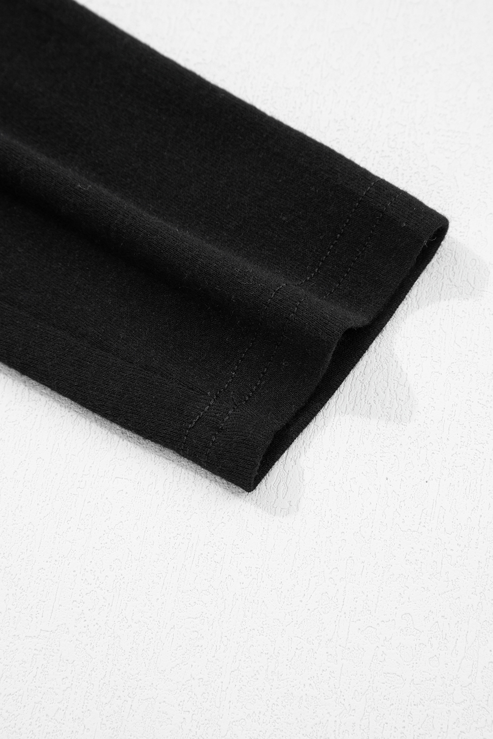 Black Solid Color Seam Detail Raglan Long Sleeve Top view 7