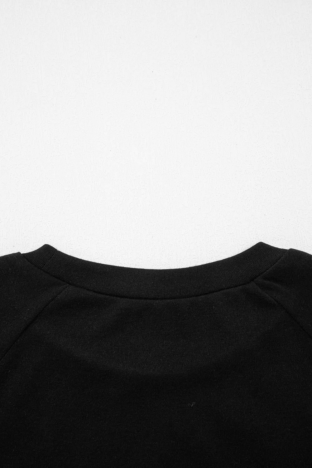 Black Solid Color Seam Detail Raglan Long Sleeve Top view 8