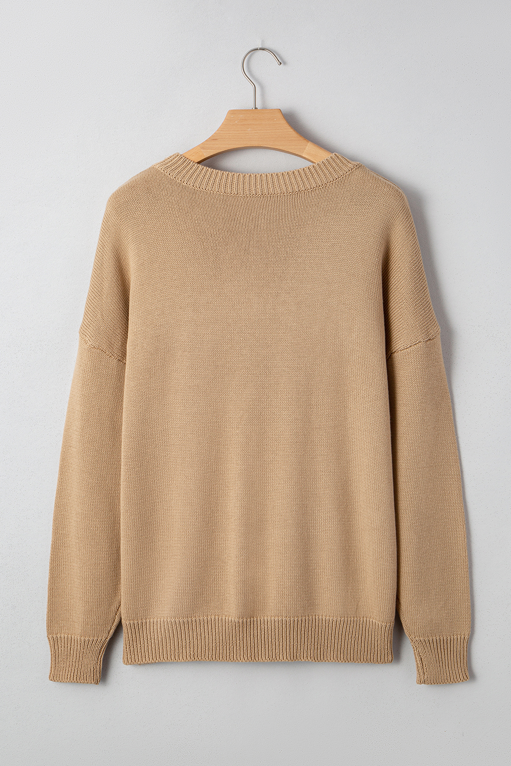 Smoke Gray Merry Colorful Dot Detail Christmas Drop Shoulder Sweater view 10