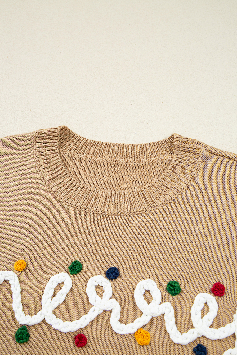 Smoke Gray Merry Colorful Dot Detail Christmas Drop Shoulder Sweater view 13