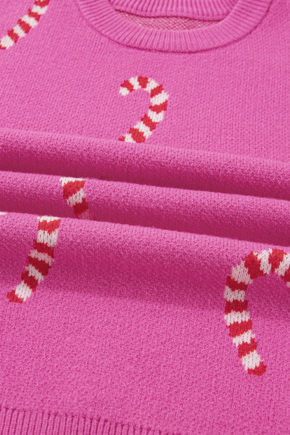 Sachet Pink Christmas Candy Cane Holiday Drop Shoulder Sweater view 24