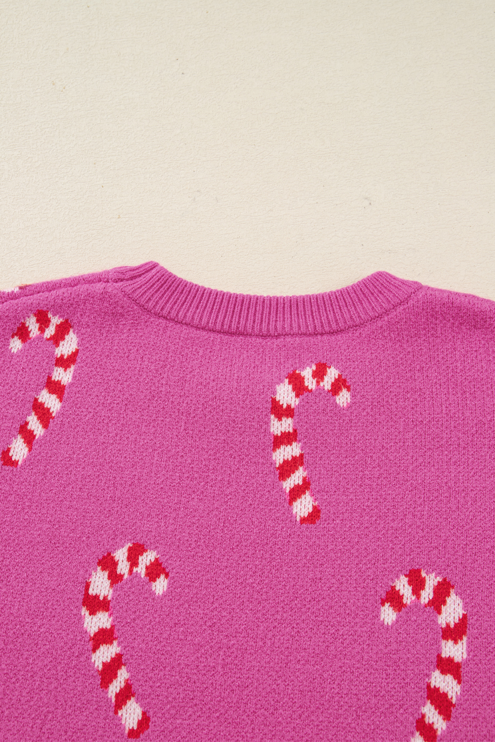 Sachet Pink Christmas Candy Cane Holiday Drop Shoulder Sweater view 22