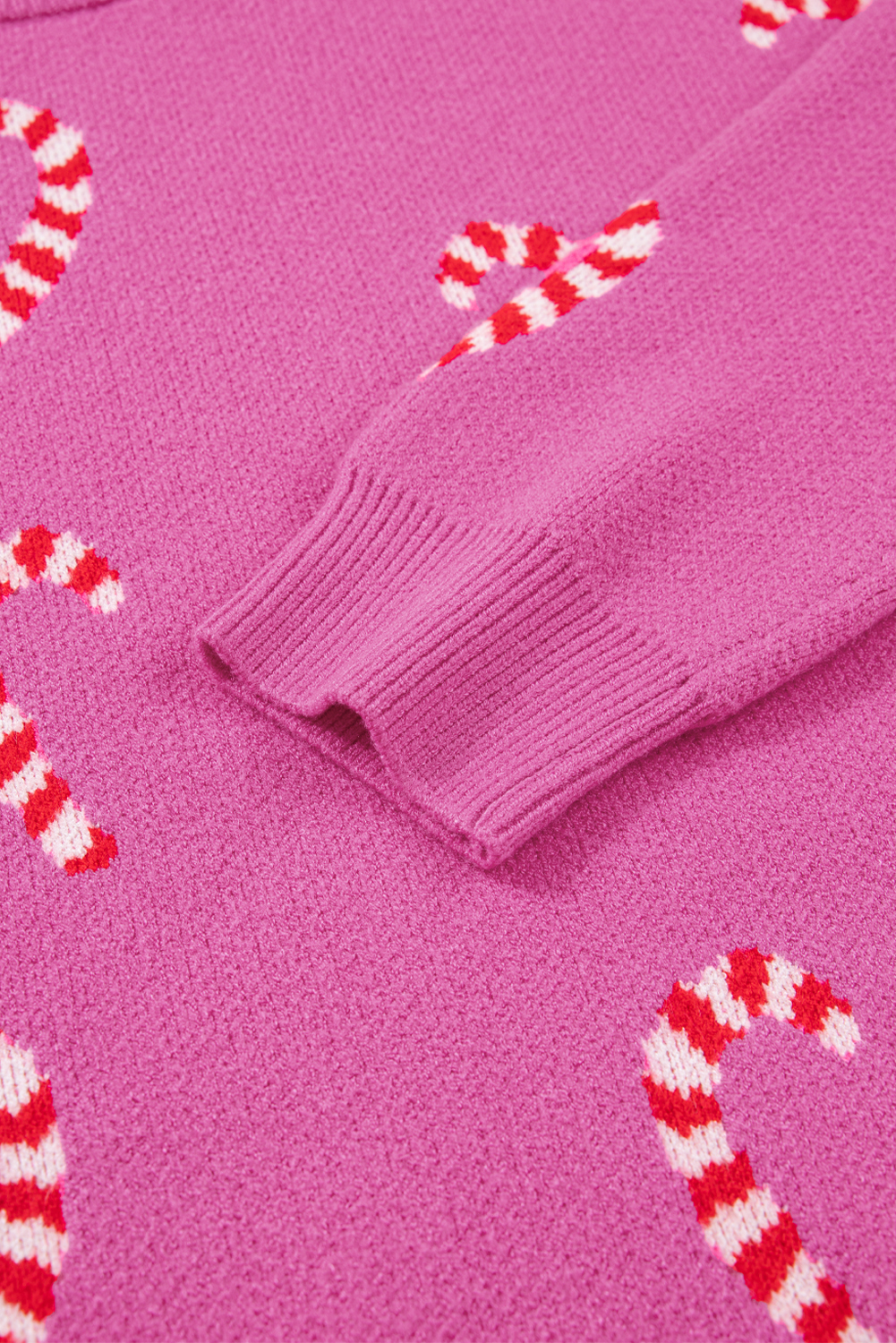 Sachet Pink Christmas Candy Cane Holiday Drop Shoulder Sweater view 25